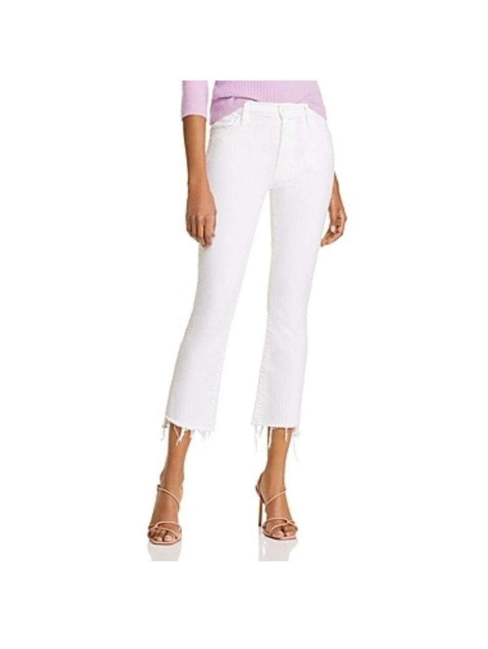 229$ MOTHER Insider Crop Step Fray Ankle Bootcut Jeans Women's Size 34 White